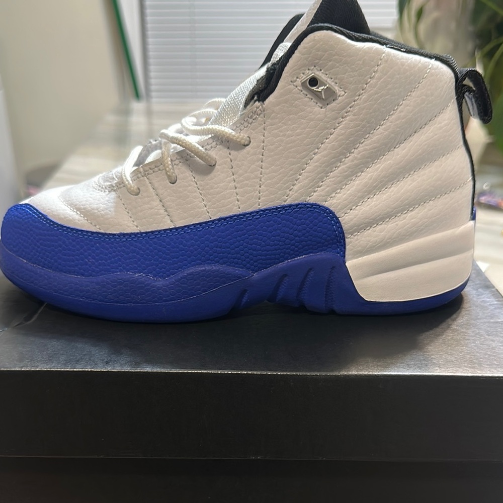 White and Blue High-Top Sneakers